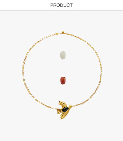 Numero Nuef Freedom Dove series color replaceable natural gemstone star and moon dove sweater long necklace