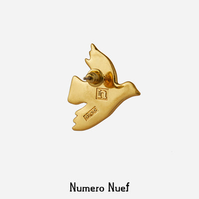 Numero Nuef Liberty Dove series of ancient Greek natural gem inlaid star and moon dove earrings