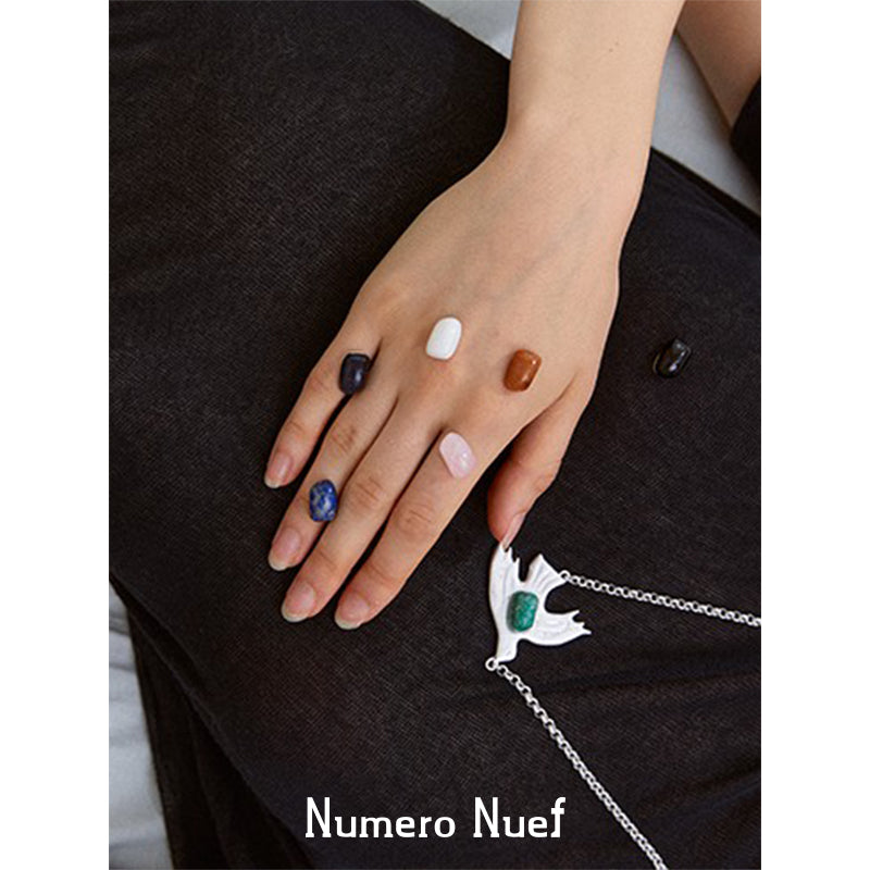 Numero Nuef Freedom Dove series color replaceable natural gemstone star and moon dove sweater long necklace