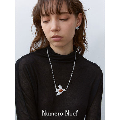 Numero Nuef Freedom Dove series color replaceable natural gemstone star and moon dove sweater long necklace