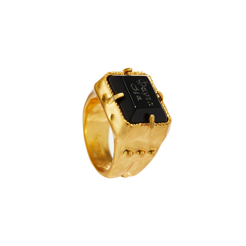 ☆nff☆ chess ringblack nff1 Numero Nuef Black Onyx Engraved Signet Rights Ring – LittleThing