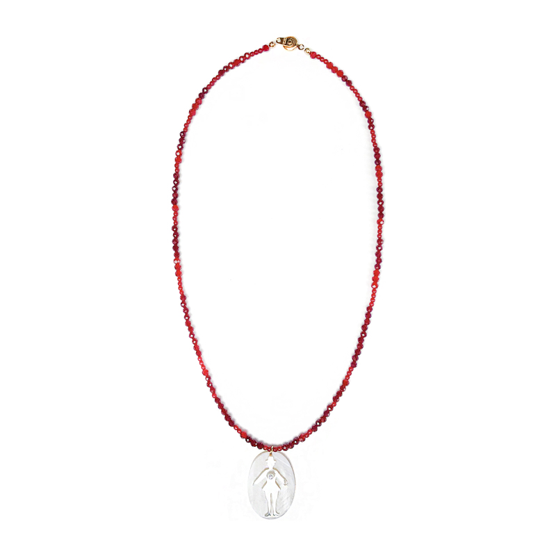 Unlogical Poem Vintage Style Natural Shell Red Agate Necklace