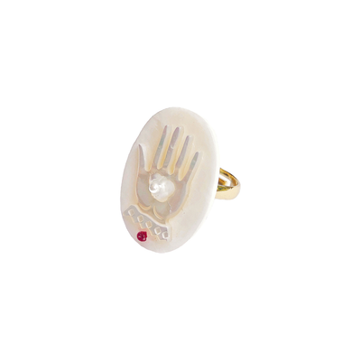 Unlogical Poem Hand/Bird shaped Natural Shell Ring