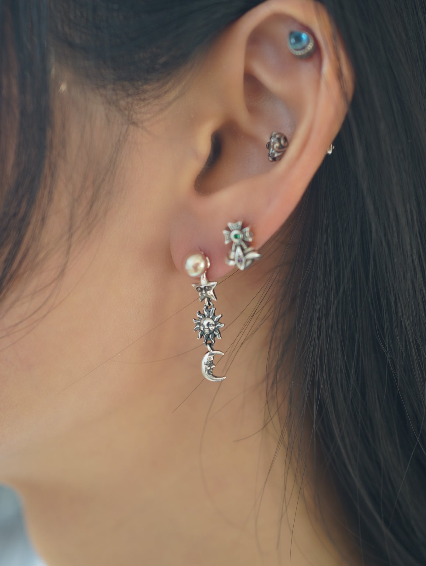 SHUI Pearl Star Sun Moon Earring