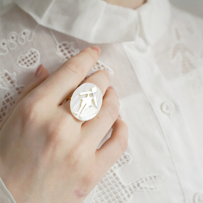 Unlogical Poem Paper-cut Style Natural Shell Open Ring