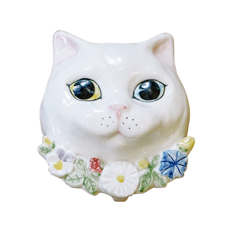 Hand-Painted Ceramic Cat  Wall Ornament