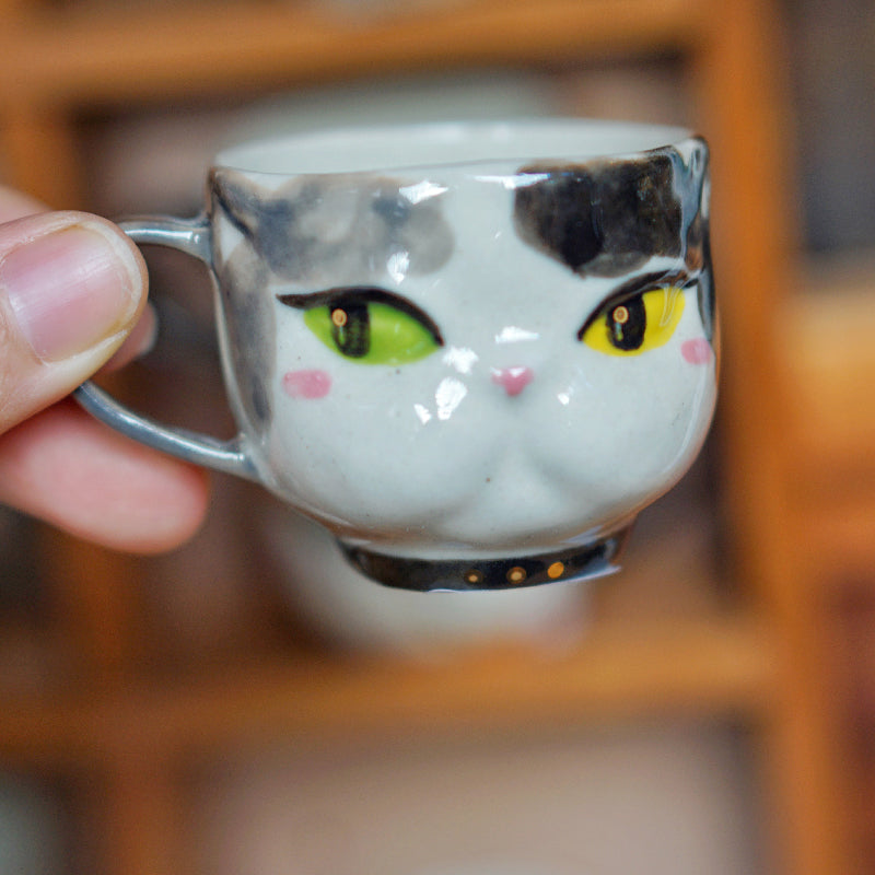 Hand-Painted Cat Coffee Cup