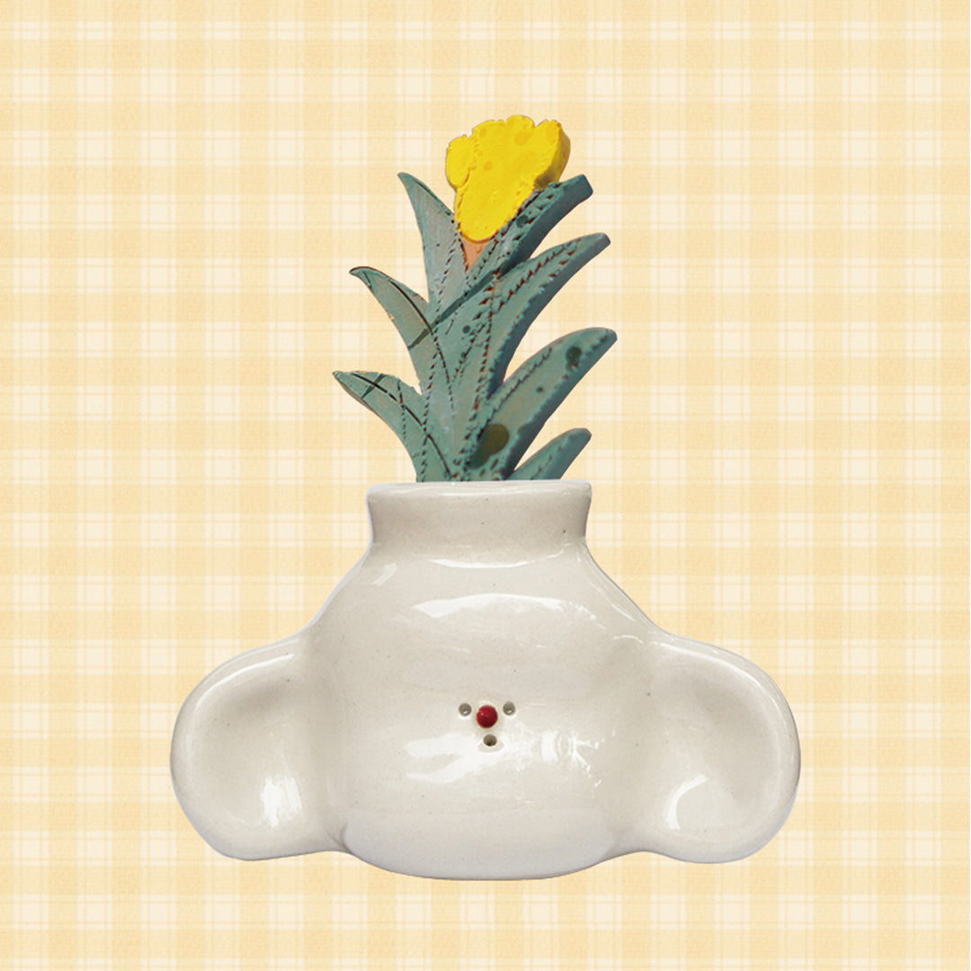 Retro Ceramic Cute Face Vase