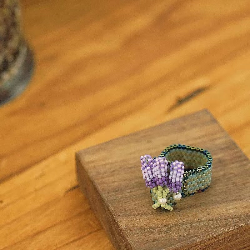 Original Handmade Beaded Lavender Ring