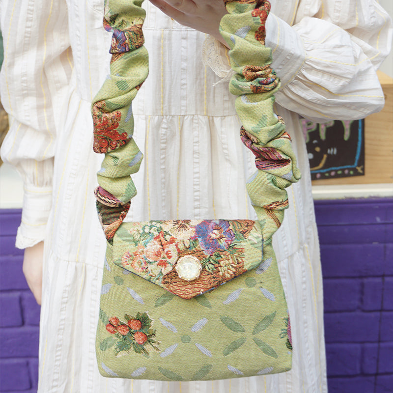 Retro Handmade Knitted Ladies Messenger Bag Green