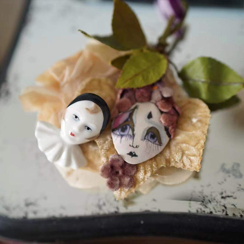 Hand-Painted Ceramic Pierrot Ornament Clip(Multipurpose)