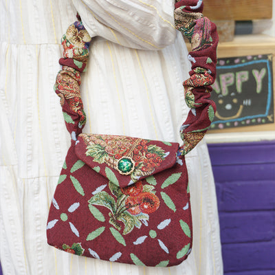 Retro Handmade Knitted Ladies Messenger Bag Red