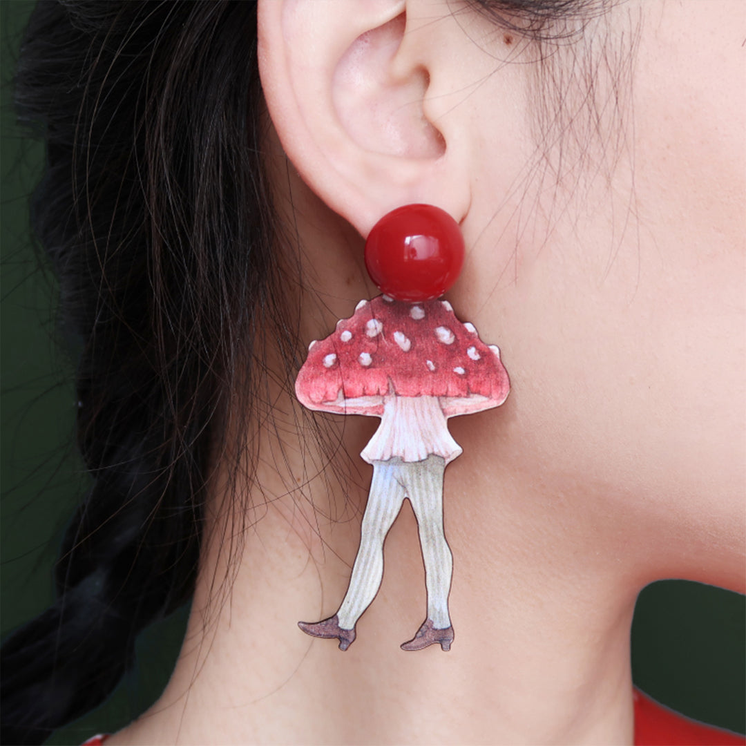 Original Retro Handmade Mushroom Ear Clips