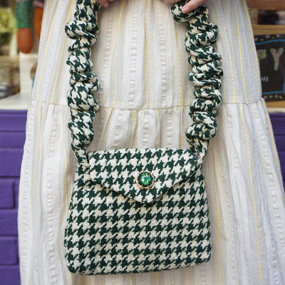 Retro Handmade Knitted Ladies Messenger Bag White