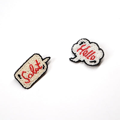 Original Embroidery Design Handmade ''Hello Letters'' Brooch