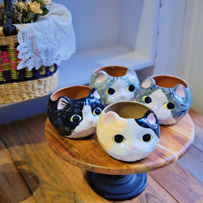 Hand-Painted Ceramic Cat Cup