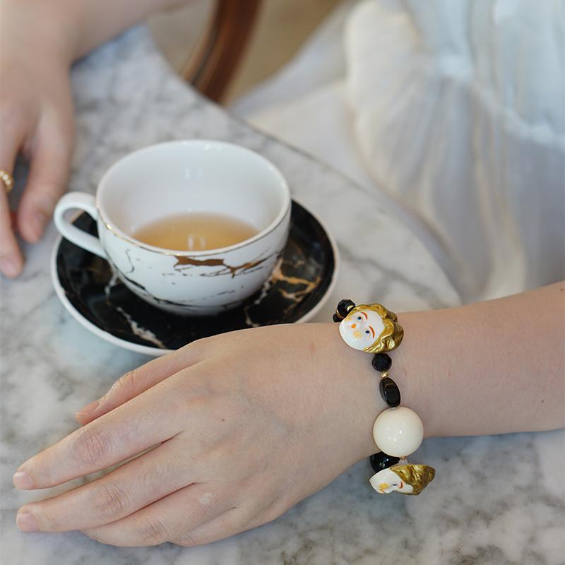 Classical Porcelain Doll Bracelet - Gold