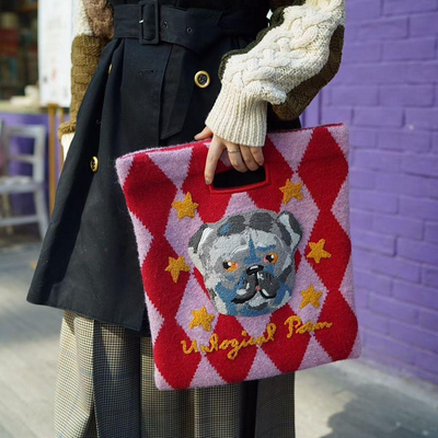UP x Nathalie Circus Embroidery Bulldog Bag Red