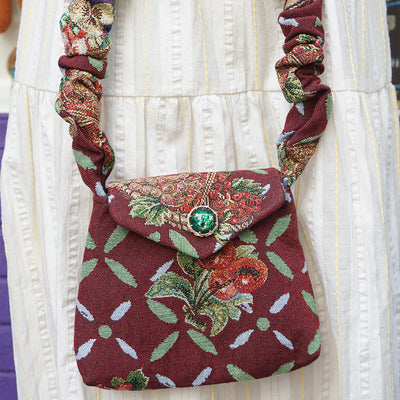 Retro Handmade Knitted Ladies Messenger Bag Red