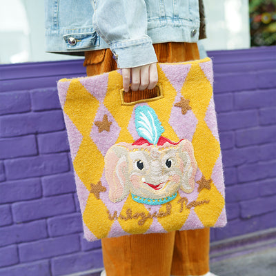 UP x Nathalie Circus Embroidery Elephant Bag Yellow