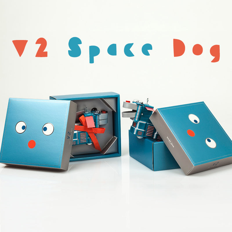 V2 Space Dog Collectible Retro Wind up Tin Toy
