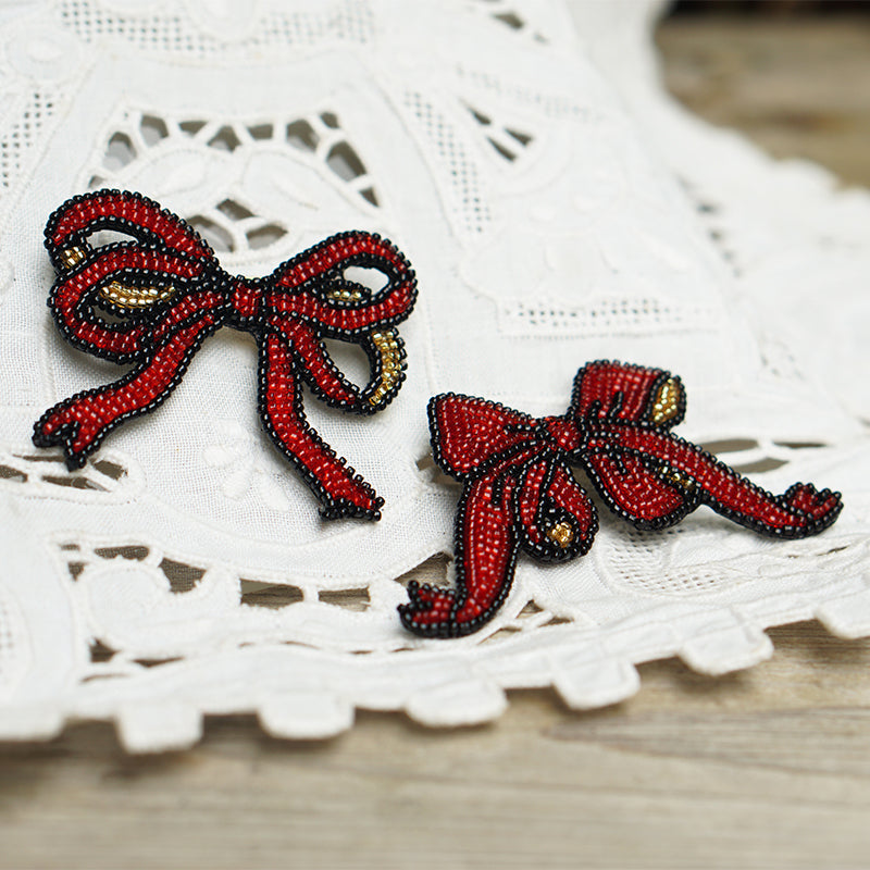 Original Embroidery Design Handmade ''Shoelace Knot'' Brooch - A