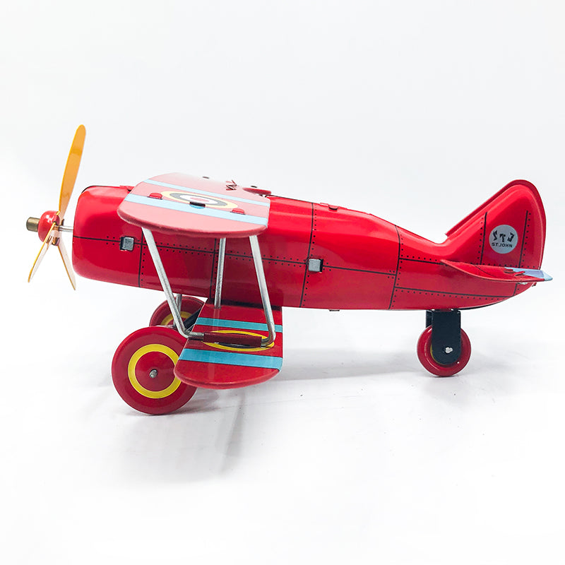 Biplane Fighter Collectible Retro Wind up Tin Toy