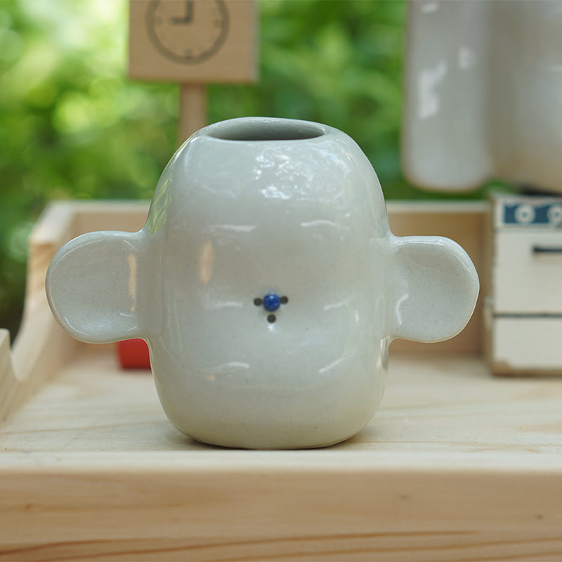Retro Ceramic Small Ears Face Vase