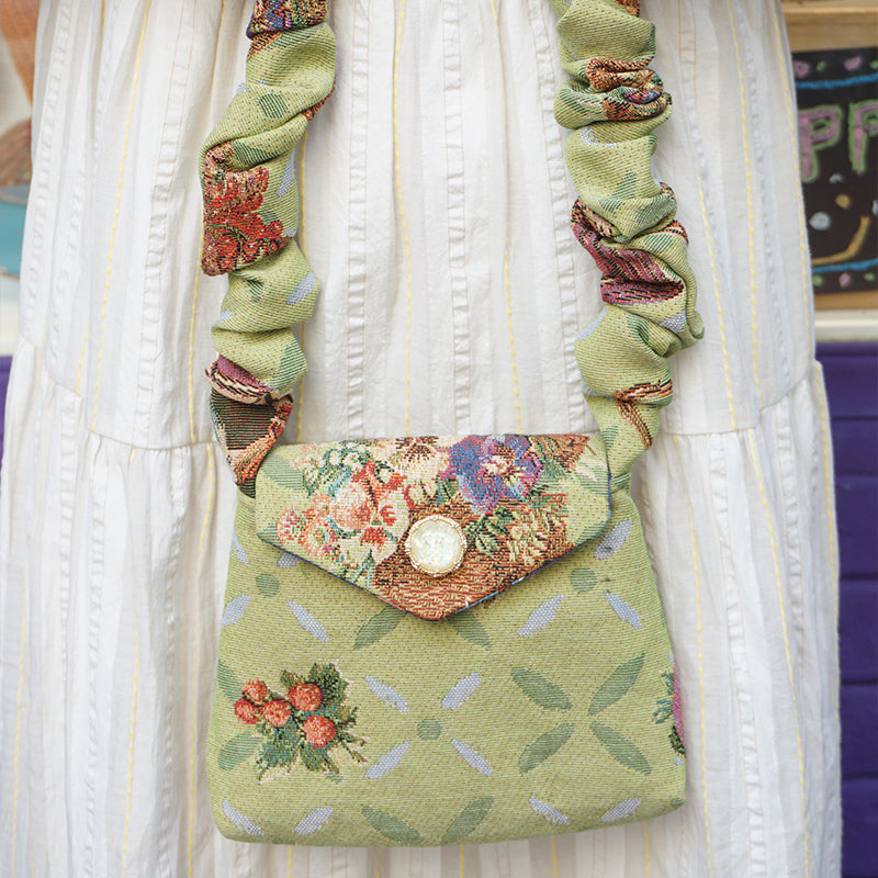 Retro Handmade Knitted Ladies Messenger Bag Green