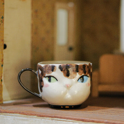 Hand-Painted Cat Coffee Cup