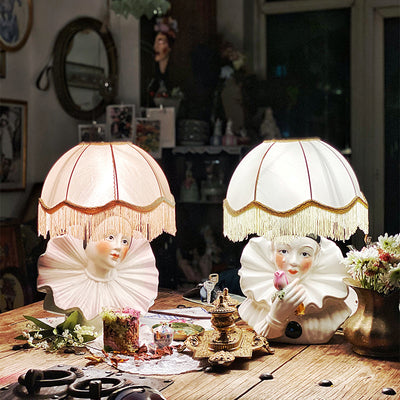 Hand-Painted Ceramic Pierrot Table Lamp