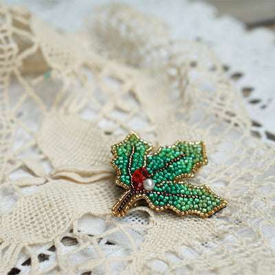 Original Embroidery Design Handmade ''Maple Leaf'' Brooch