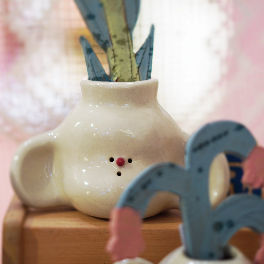 Retro Ceramic Cute Face Vase