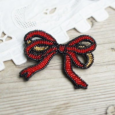 Original Embroidery Design Handmade ''Shoelace Knot'' Brooch - A