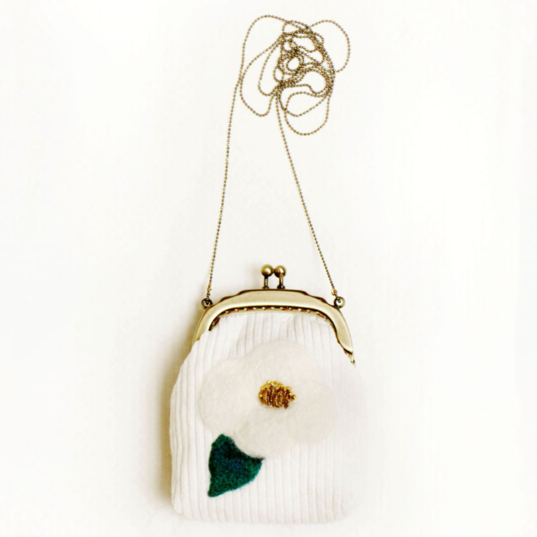 Retro Handmade Knitted Messenger  Bag White