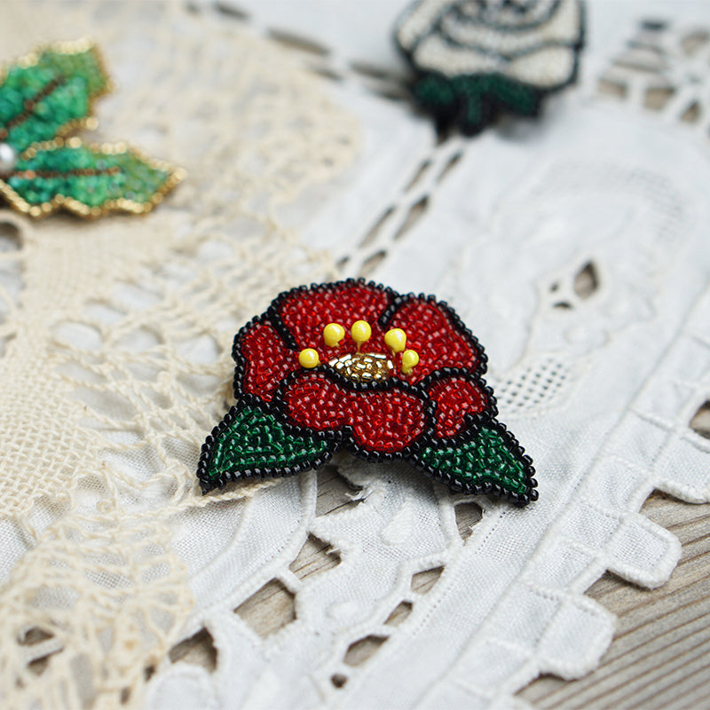 Original Embroidery Design Handmade Rose Brooch