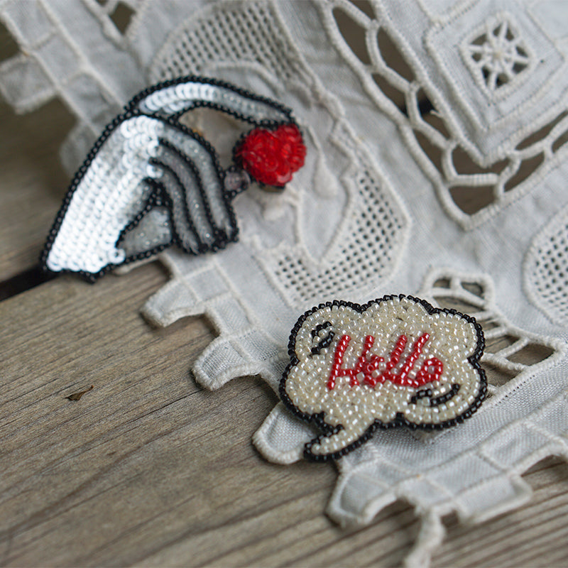 Original Embroidery Design Handmade ''Hello Letters'' Brooch