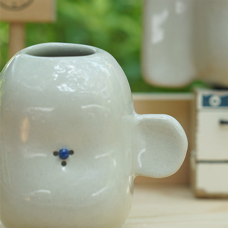 Retro Ceramic Small Ears Face Vase