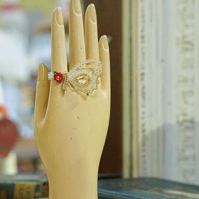 Original Handmade Beaded Butterfly With Rose Ring