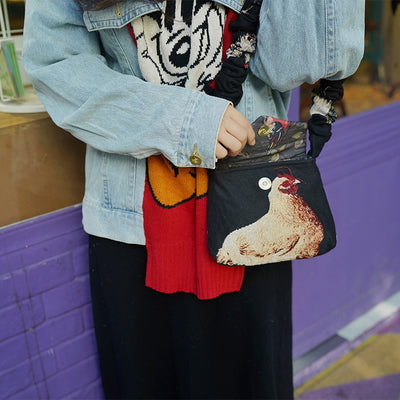 Retro Handmade Knitted Ladies Messenger Bag Black