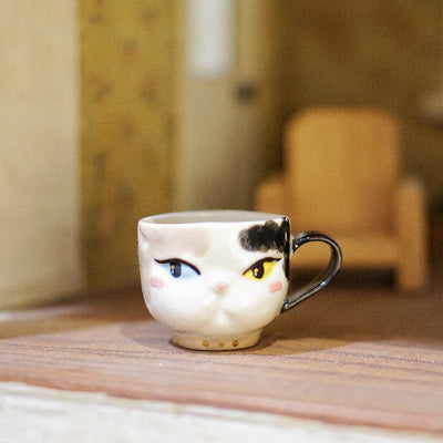 Hand-Painted Cat Coffee Cup