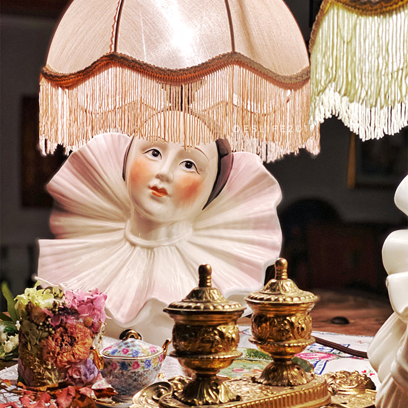 Hand-Painted Ceramic Pierrot Table Lamp