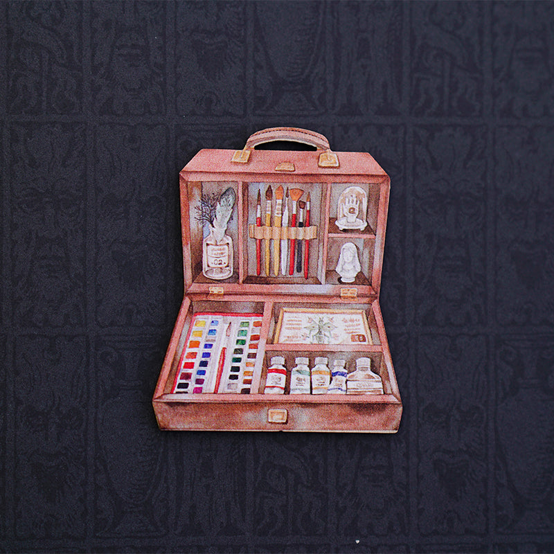 Painting Box Retro Original Handmade Wooden Brooch