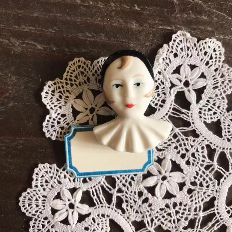 Hand-Painted Ceramic Pierrot Ornament Clip(Multipurpose)