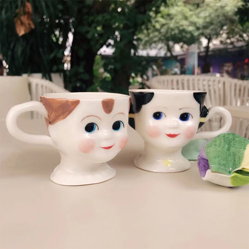 Original Ceramics Hand-Painted Coffee Cup Ornaments - Girl