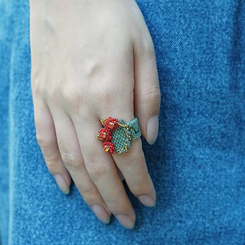Original Handmade Beaded Rose Ring
