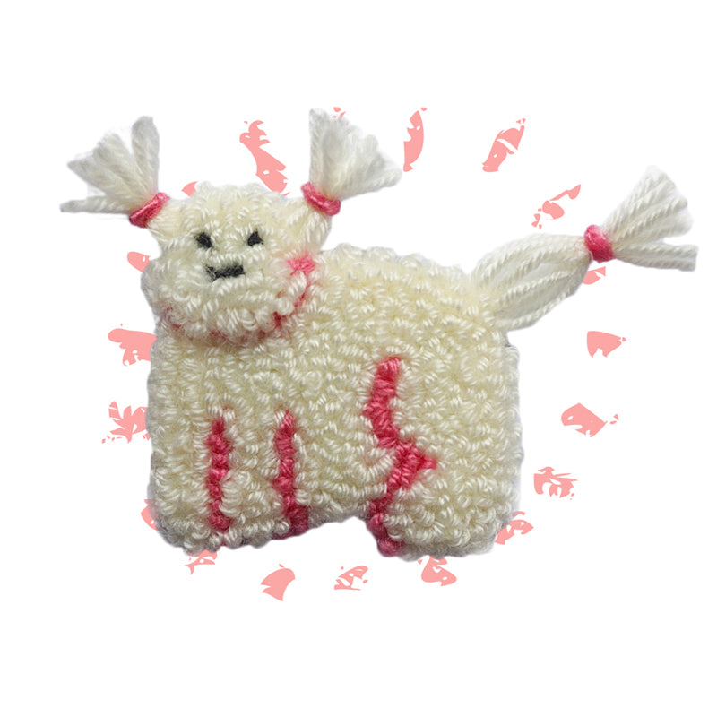 Handmade Original Design Plush Brooch - White