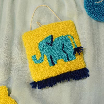 Handmade Original Design Tufting Mini Rug--Elephant