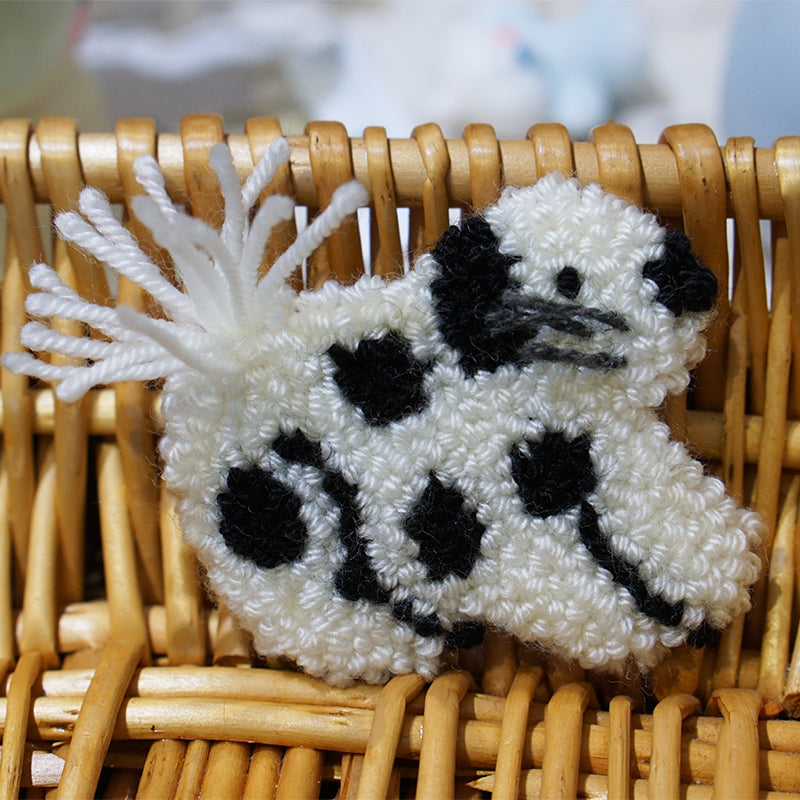 Handmade Original Design Plush Brooch - Black And White