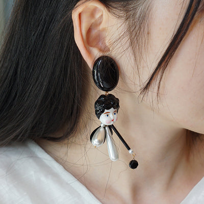 Classical Black Doll Handmade Ear Clips